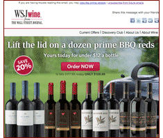 WSJwine BBQ Reds email with Bottles