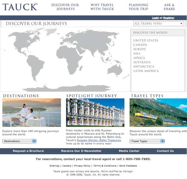 Tauck World Discovery Journeys Selection Tool